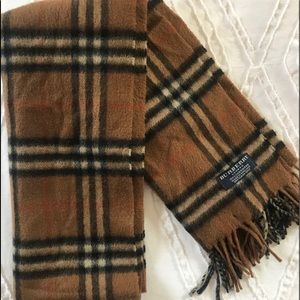 Dark camel Burberry cashmere scarf